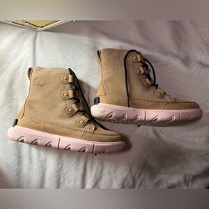 Sorel Beige and Pink High-Top Boots